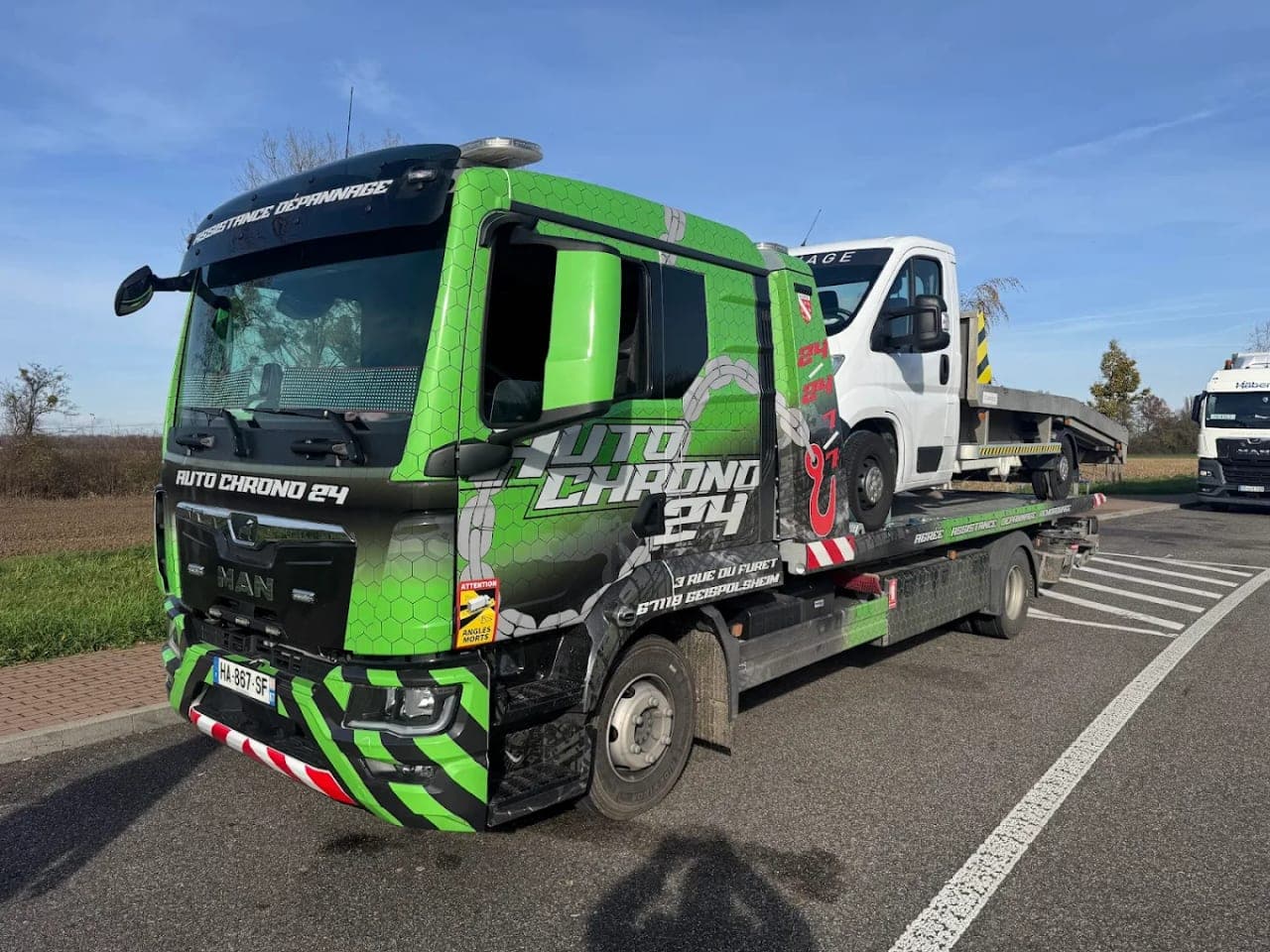 Dépanneuse Auto Chrono 24 en intervention dans le Bas-Rhin